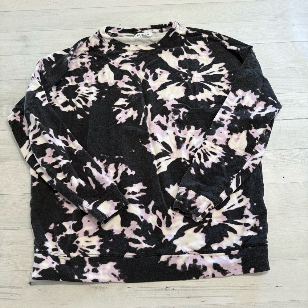 Athleta balance printed pullover purple black white tie dye women's medium